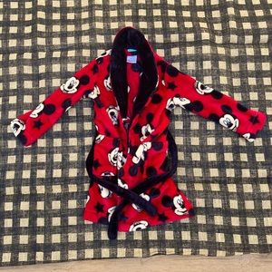 Disney Mickey Mouse Print Plush Robe Boys 4T